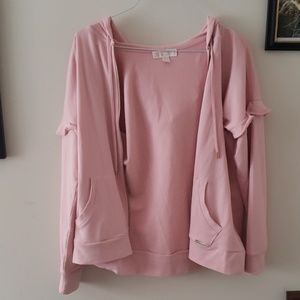 Michael Kors pink ruffle sleeve hooded jacket